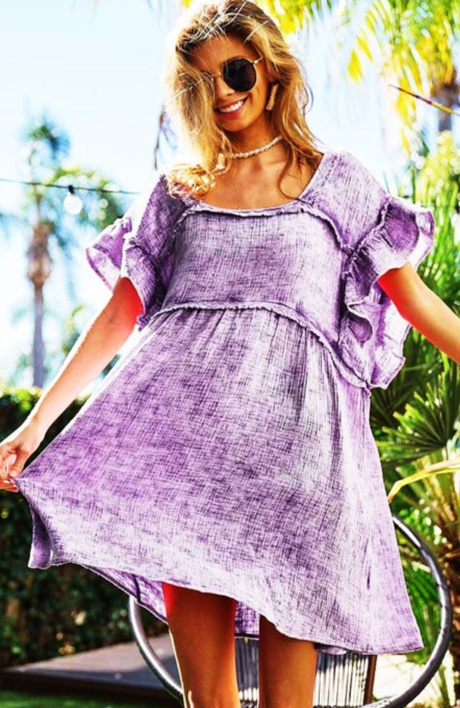 purple ruffle sleeve dress VERWIN Short Sleeve Square Neck Women's Maxi Dress Casual Ruffle Sleeve Prom Dress Pleated Stretchy Dress M Purple at Amazon Women's Clothing store